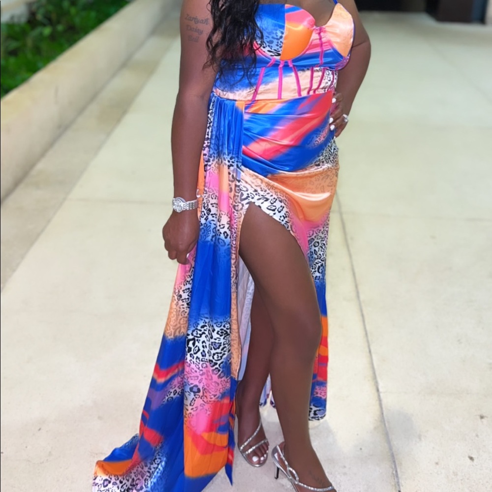 Colorful long summer dress.